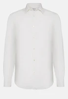 Camisa Blanca de Tencel y Lino Regular Fit