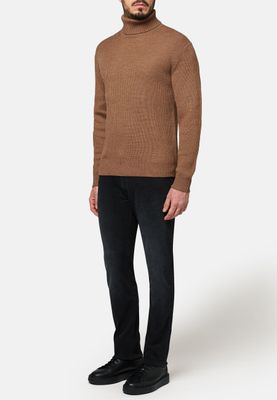 Pull col roulé biscuit en laine mérinos