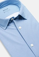 Camisa Azul De Nailon Elástico Corte Slim