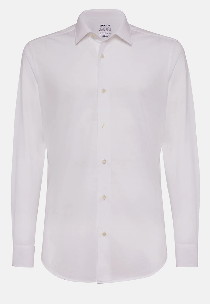 Camisa Blanca De Algodón y COOLMAX® Slim Fit