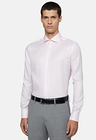 Camisa Rosa De Algodón Dobby Slim Fit