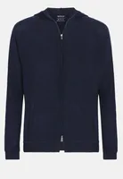 Pull Full Zip À Capuche Bleu Marine En Laine Mérinos