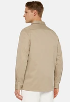 Sobrecamisa Cuello Cubano Beige De Algodón Tencel