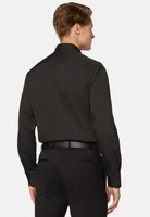 Camisa Negra De Algodón Elástico Corte Slim