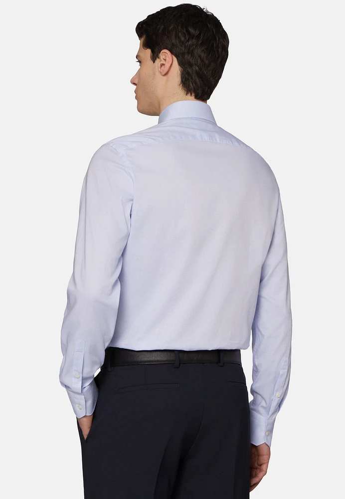 Camisa Celeste De Algodón Dobby Slim Fit