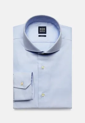 Chemise bleu clair en sergé de coton slim fit