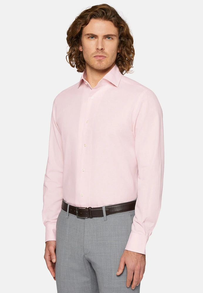 Camisa Rosa De Algodón Dobby Regular Fit