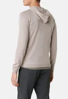 Pull Full Zip À Capuche Beige En Laine Mérinos