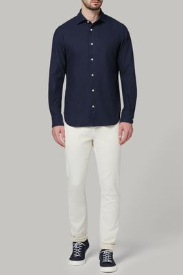 Chemise bleu marine en coton coupe droite