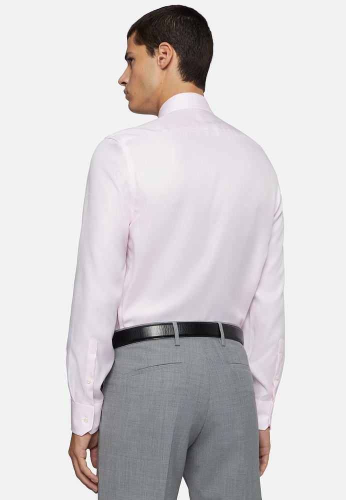 Camisa Rosa De Algodón Dobby Slim Fit