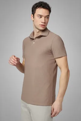 Polo Taupe En Jersey De Coton Super Torsadé