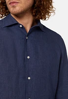 Camisa Azul Marino de Lino Regular Fit