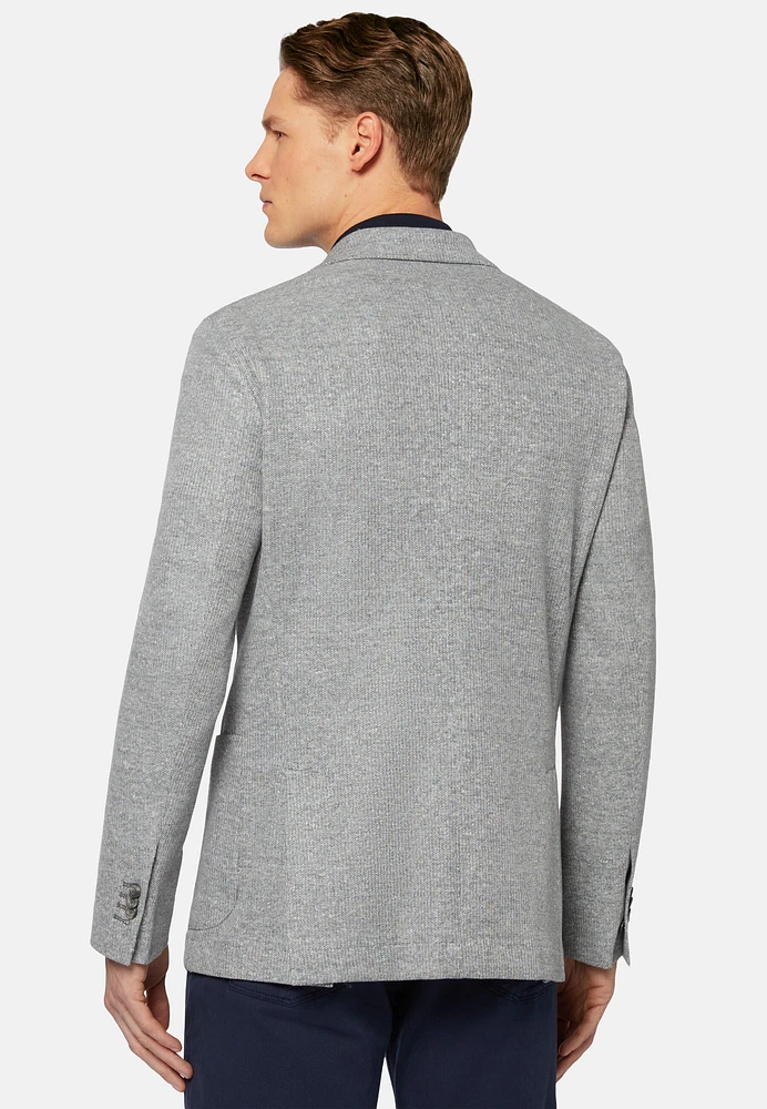 Americana Gris Jaspeado De Lino Algodón B Jersey