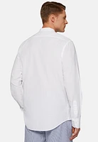 Camisa Blanca De Seersucker Corte Regular