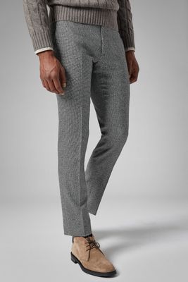 Pantalon En Laine Mélangée Stretch Coupe Ajustée
