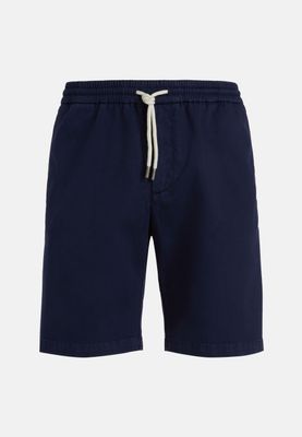 Short pants navy blue stretch cotton with drawstring