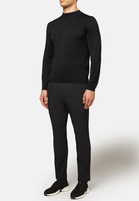 Pull col montant noir en coton et soie