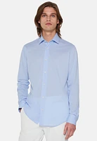 Camisa Celeste De Algodón y COOLMAX® Slim Fit