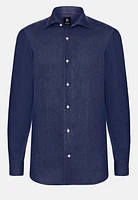 Camisa Azul Marino de Lino Regular Fit