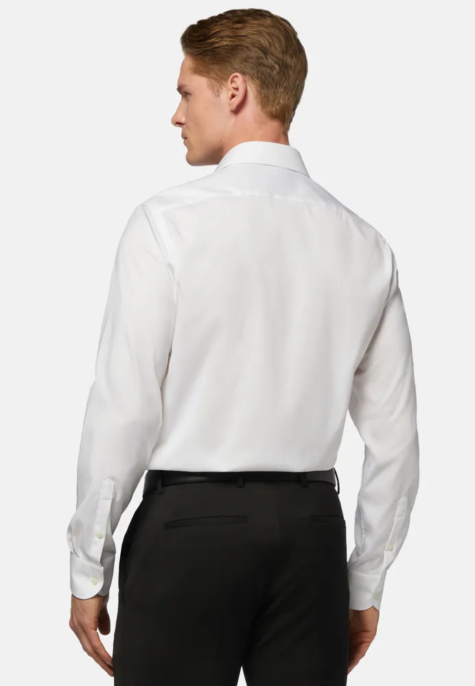 Camisa Blanca de Pin Point Algodón Slim Fit