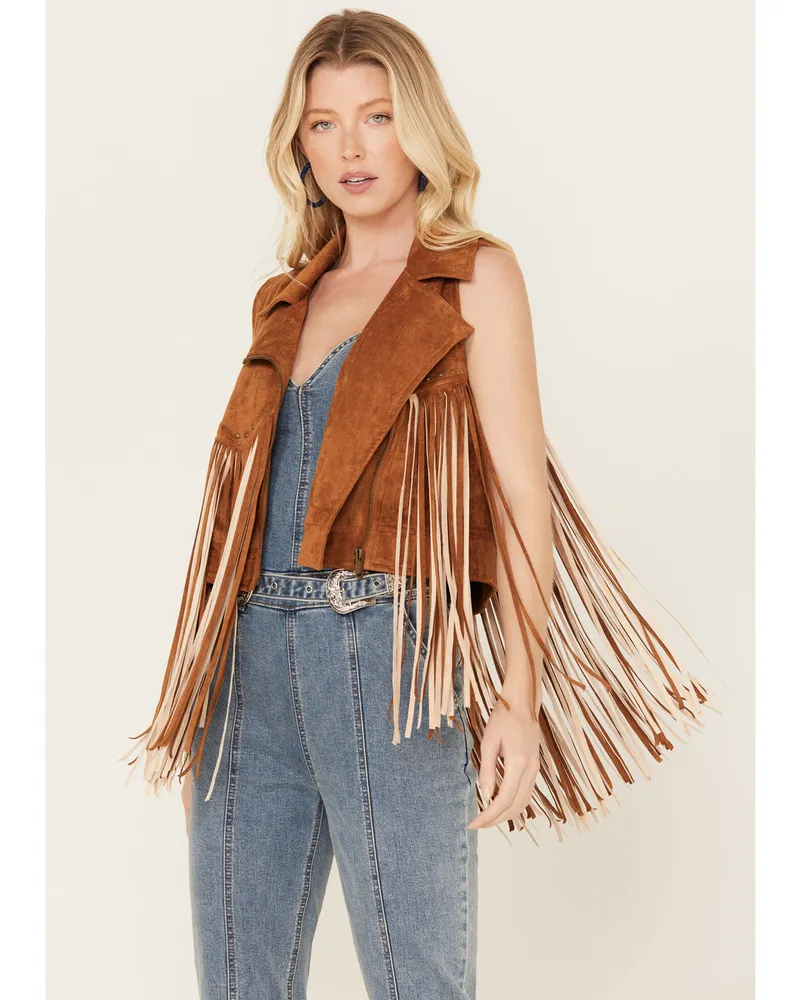 Rock & Roll Denim Women's Cropped Fringe Star Vest