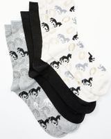Shyanne Women's Horses & Shoes Crew Socks - 3 Pack
