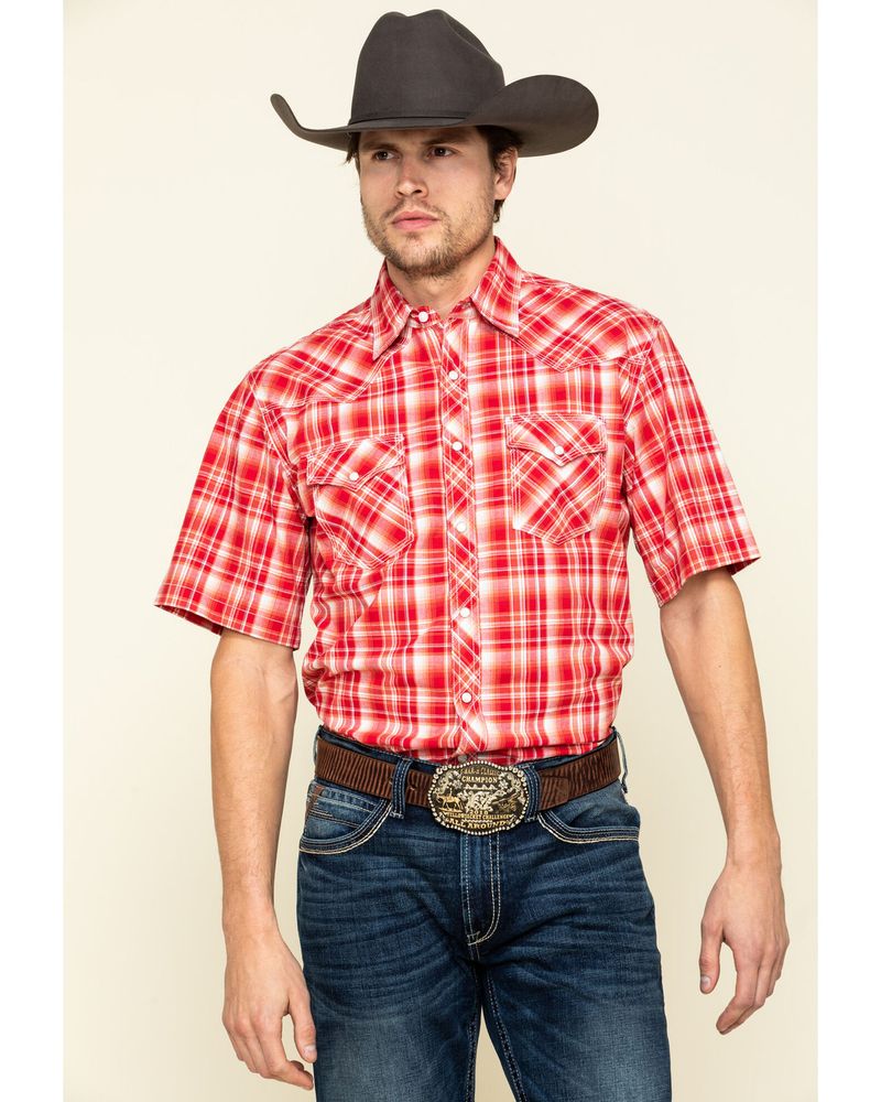 Wrangler 20X Men's Advanced Comfort Red Plaid Short Sleeve Western Shirt |  Alexandria Mall