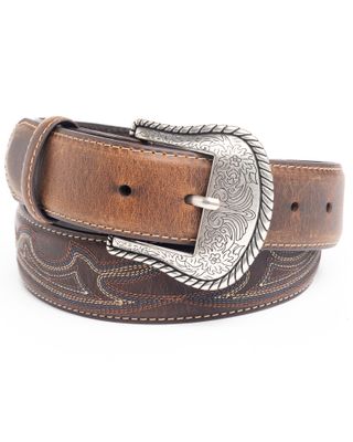 Cody James Men's Turquoise Stitched Longhorn Buckle Belt