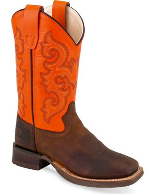 Old West Boys' Six Row Stitch Western Boots - Square Toe