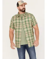 Brothers & Sons Men's Plaid Print Short Sleeve Button-Down Western Shirt