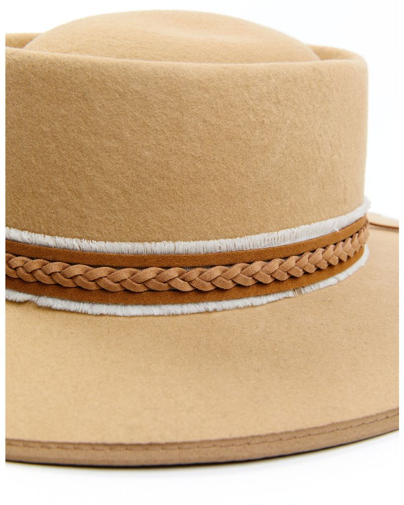 Shyanne Women's Wool Felt Braided Faux Leather Ribbon Western Hat