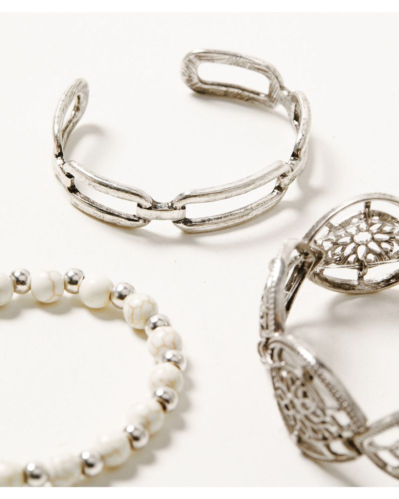 Shyanne Women's Ivory Bead & Metal Stretch 3pc Bracelet Set