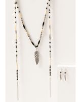 Shyanne Women's Silver Leaf & Fringe Beaded Jewelry Set