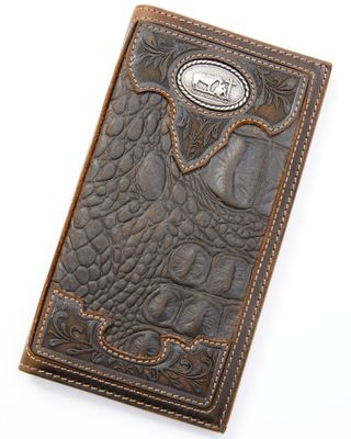 Cody James Men's Bi-Fold Crocodile Print Embossed Rodeo Wallet