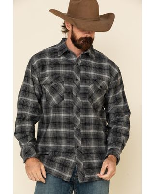 Resistol Men's Gray Simcoe Ombre Plaid Long Sleeve Western Shirt