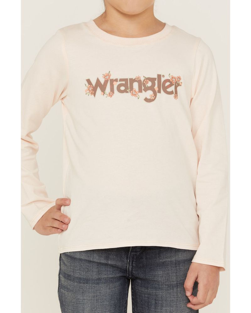 Wrangler Girls' Floral Logo Long Sleeve Tee