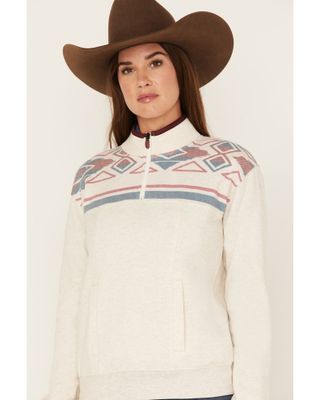 Rank 45 Women's 1/4 Zip Southwestern Print Contrast Pullover