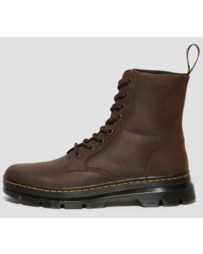 Dr. Martens Combs Crazy Horse Leather Lace-Up Casual Boots - Round Toe