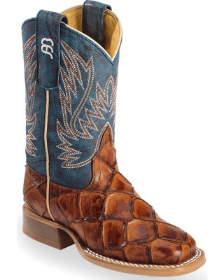 Horse Power Boys' Seas the Day Fish Print Boots - Square Toe