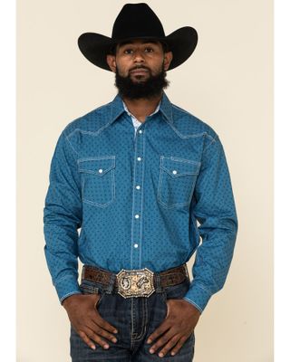 Rough Stock By Panhandle Men's Los Nietos Geo Print Long Sleeve Western Shirt