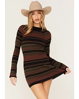 Shyanne Women's Stripe Ribbed Sweater Mini Dress