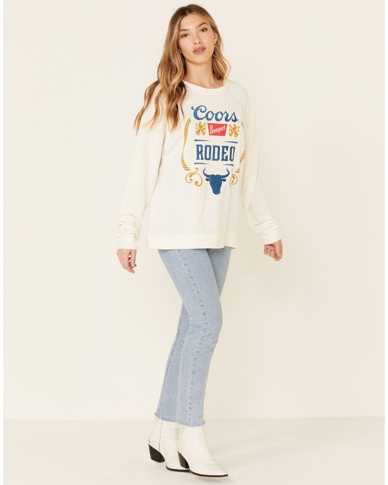 Recycled Karma Women's White Coors Rodeo Graphic Long Sleeve Top