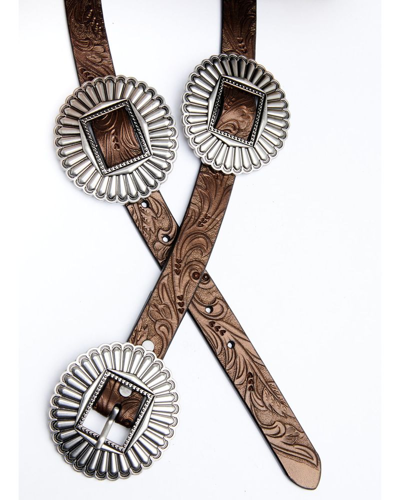 Shyanne Women's Tooled Metallic Concho Belt