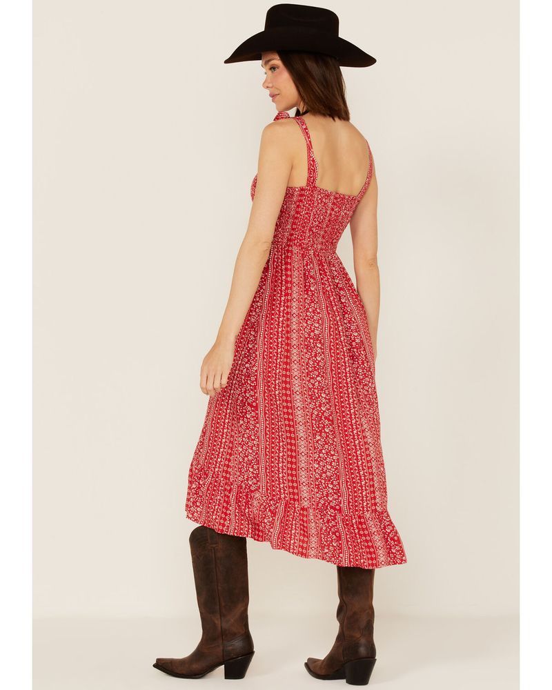 Cotton & Rye Women's Stripe Floral Print Smocked Midi Dress