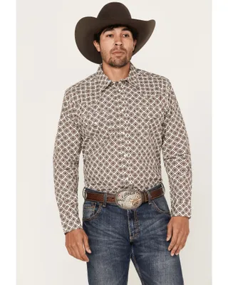 Gibson Men's Railroad Medallion Print Long Sleeve Pearl Snap Western Shirt