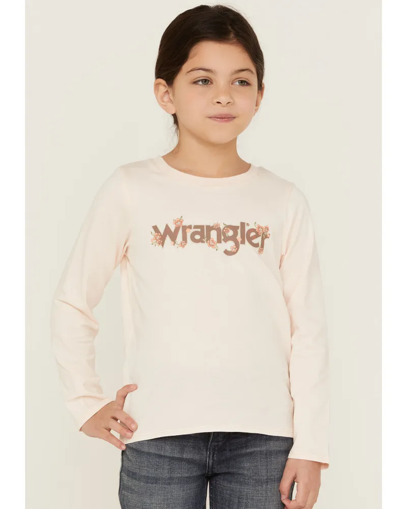 Wrangler Girls' Floral Logo Long Sleeve Tee