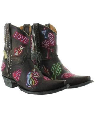 Old Gringo Women's Jackpot Short Embroidered & Studded Western Leather Booties - Snip Toe
