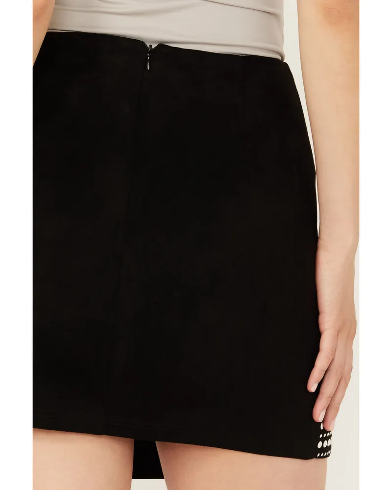 Vocal Women's Faux Suede Studded Mini Skirt