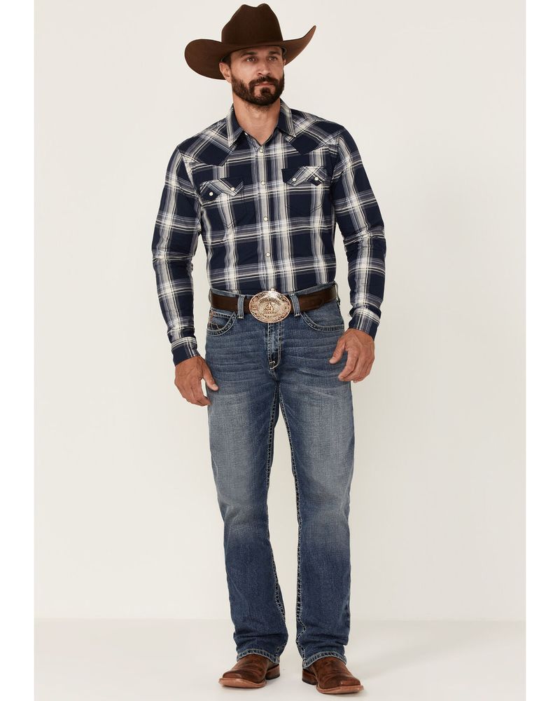 Cody James Men's Transfer Large Plaid Long Sleeve Snap Western Shirt