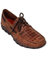 Ferrini Men's Honey Croc Print Loafer Shoes - Moc Toe